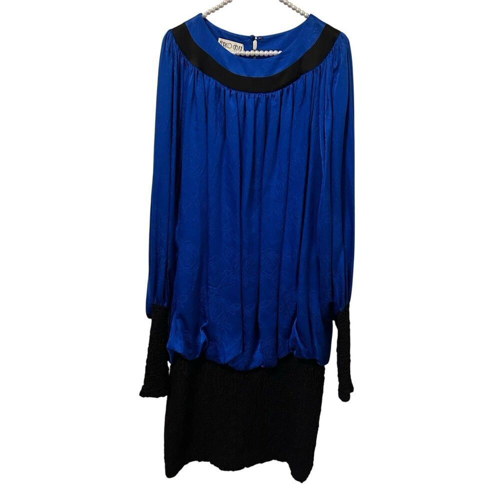 Vintage Enrico Gelini Womens 100% Silk Dress 80s Classy Elegant Size 14 Party